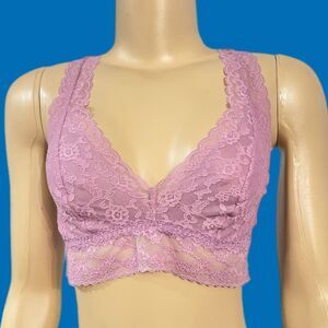 Victoria’s Secret floral lace racerback Unlined bralette bra mauve Medium